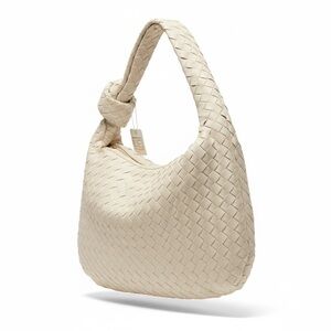 Urban Expressions Woven Hobo Shoulder Bag Cream Vegan Leather NWT Sz 17”W x 11”T